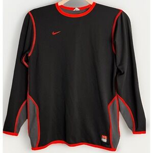 Nike Team Youth Large Black Red Long Sleeve Athletic Shirt Y2K